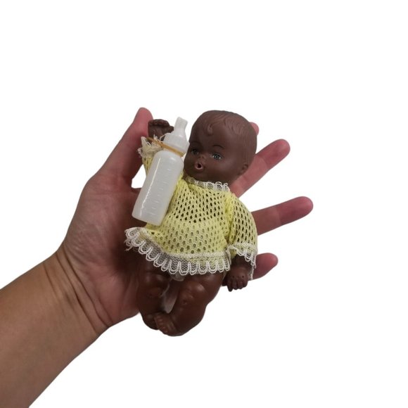 Vintage Doll Lovables in Packaging Hong Kong Vinyl African American with Bottle - Picture 7 of 12
